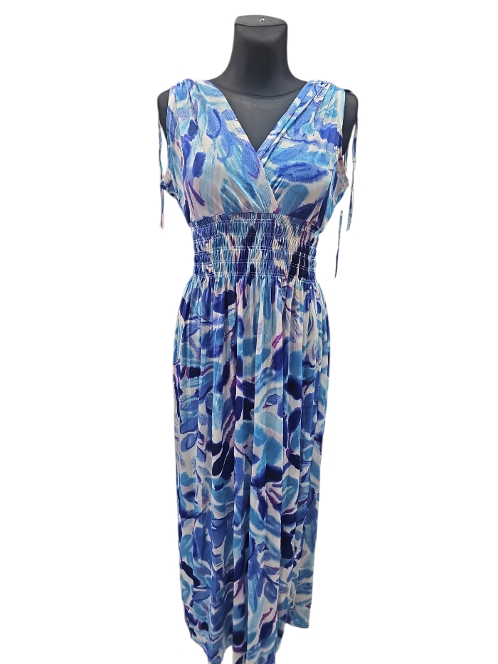 Vestido largo estampado azul